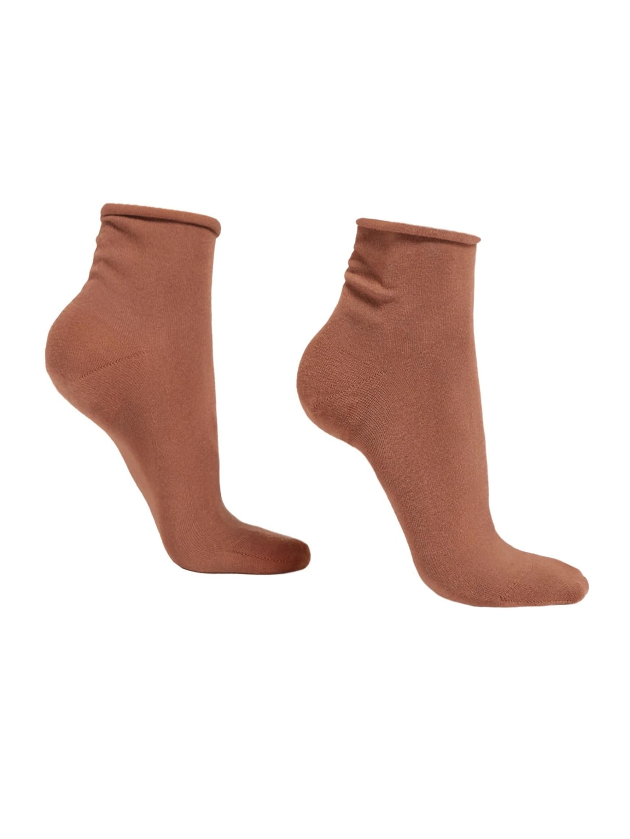 Meia Curta Em Algodão Sem Punho - Marrom