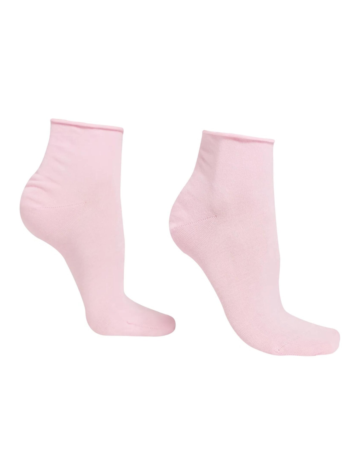 Meia Curta Em Algodão Sem Punho - Rosa