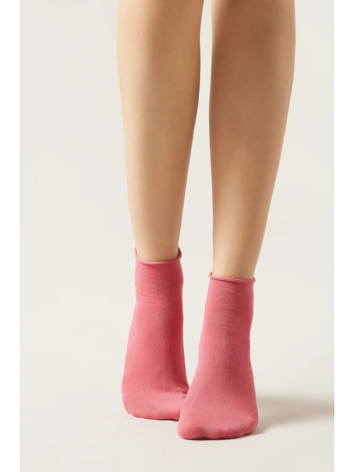 Meia Curta Em Algodão Sem Punho Rosa Calzedonia