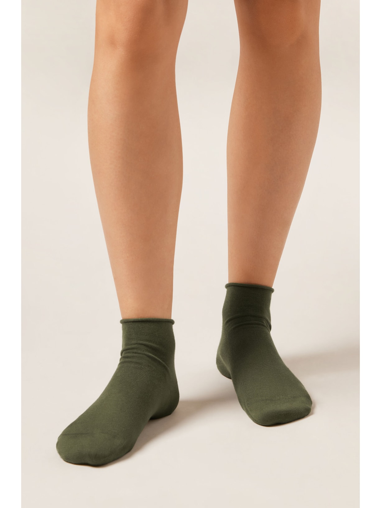 Meia Curta Em Algodão Sem Punho Verde Calzedonia