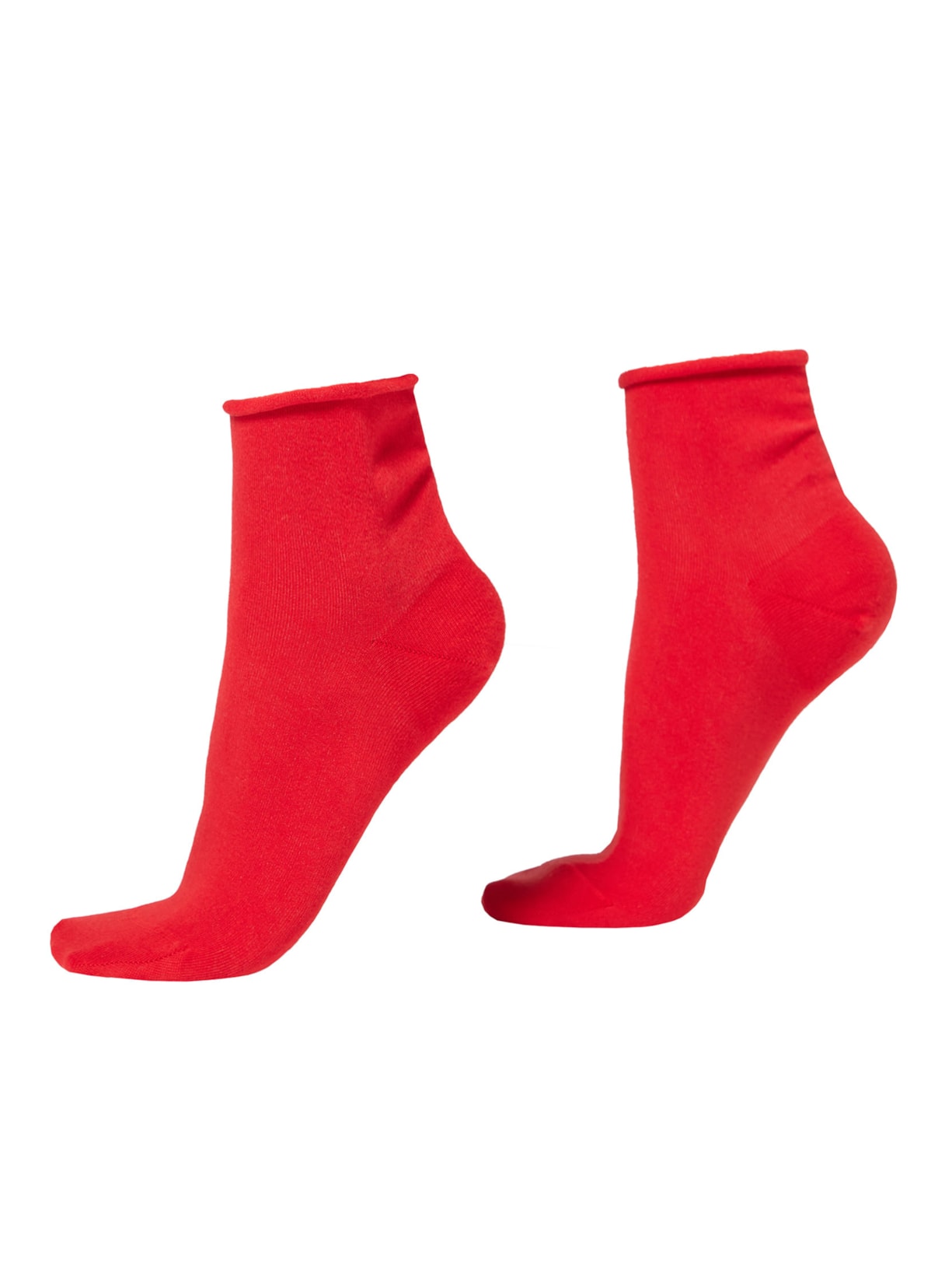 Meia Curta Em Algodão Sem Punho - Vermelho