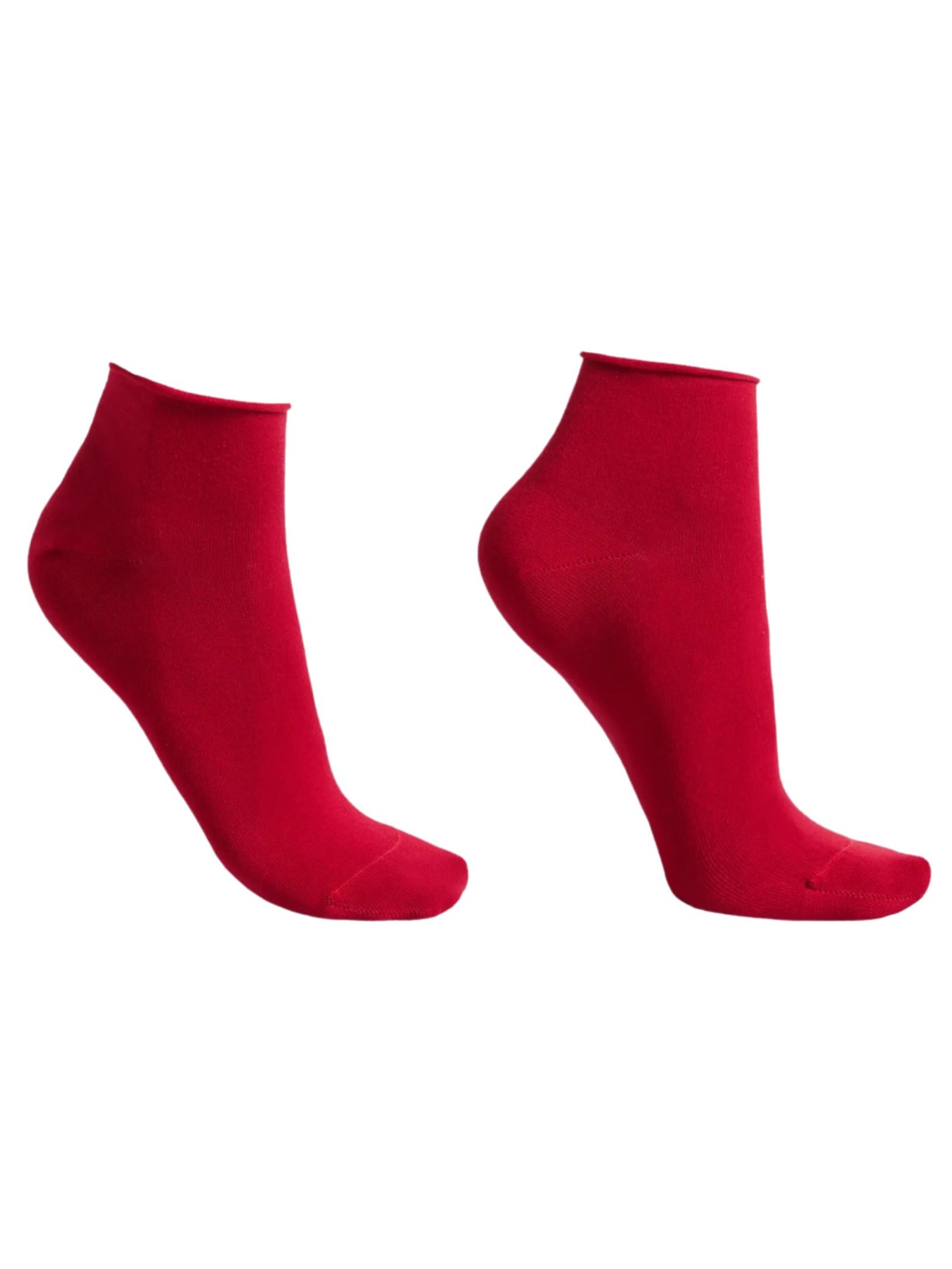 Meia Curta Em Algodão Sem Punho - Vermelho