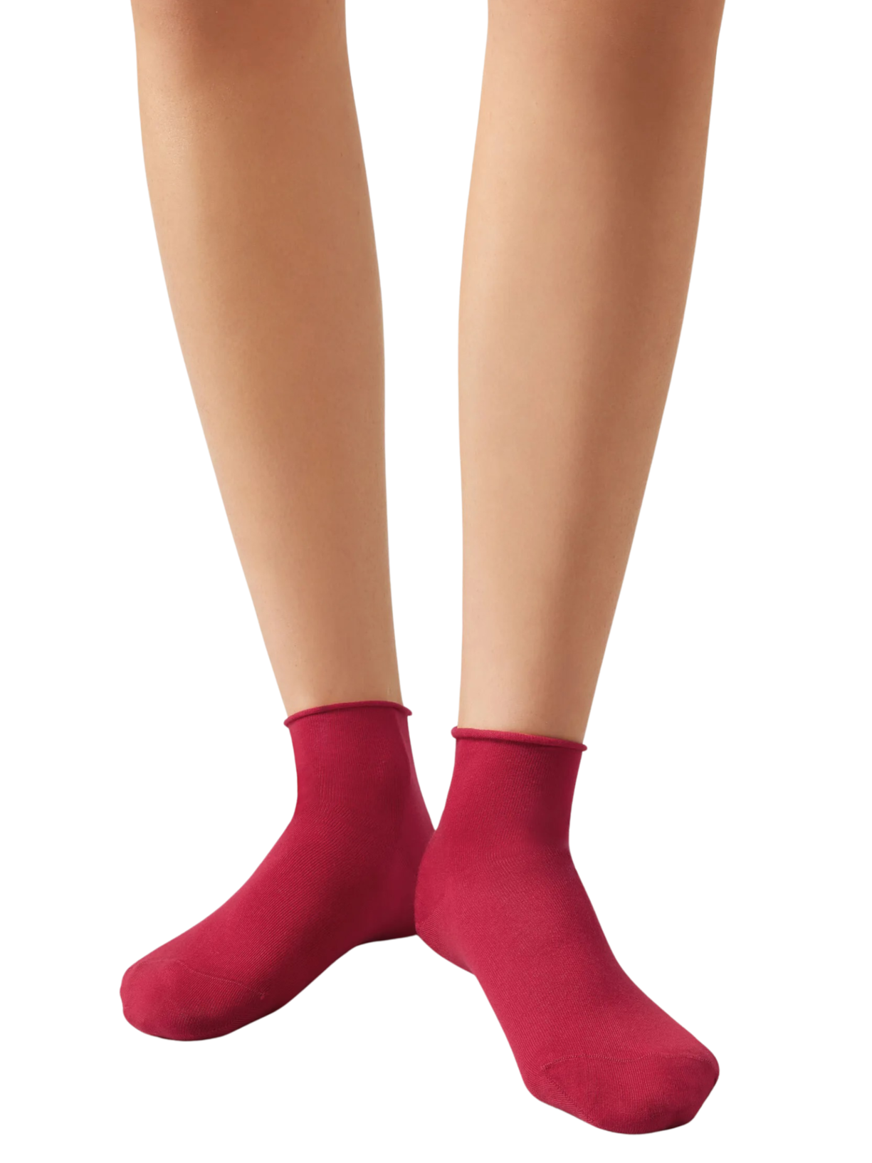 Meia Curta Em Algodão Sem Punho - Vermelho