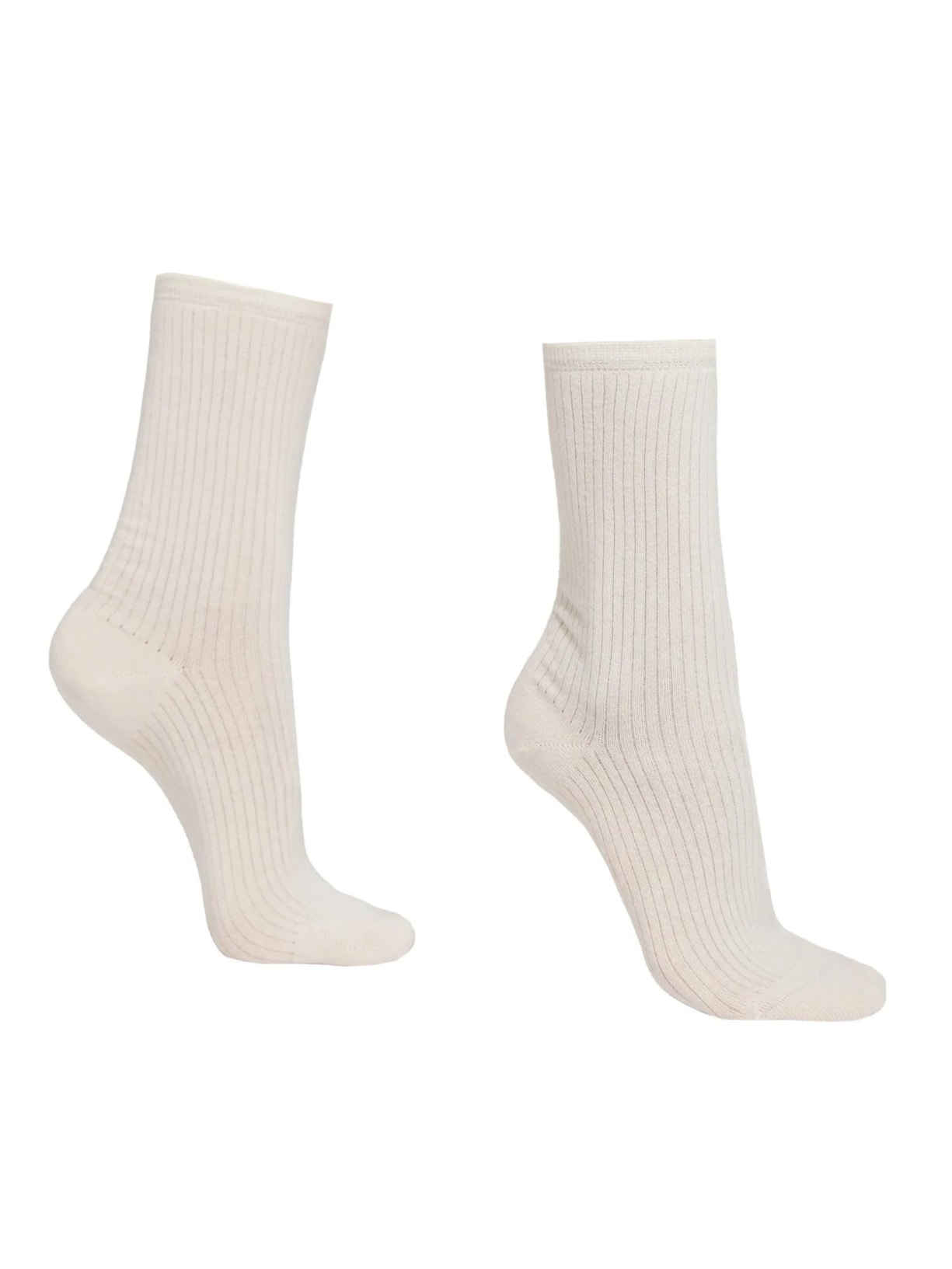 Meia Curta Em Algodão Soft Canelado - Off-White