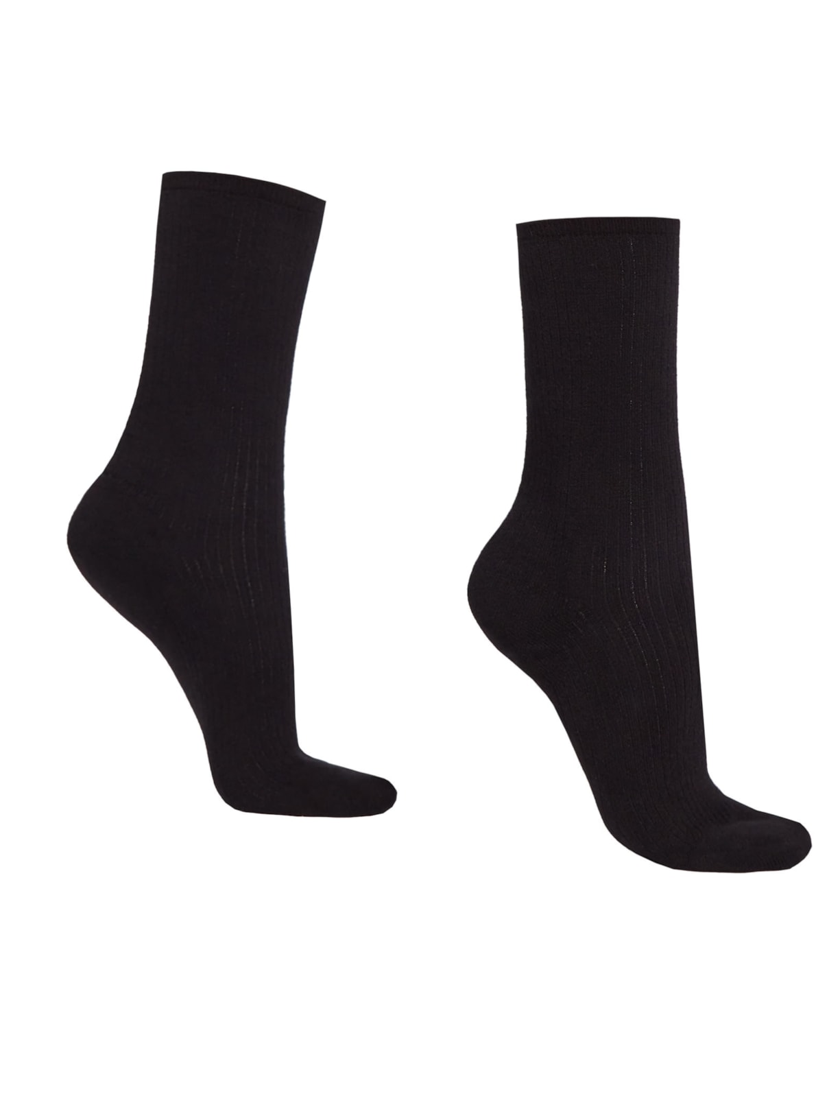 Meia Curta Em Algodão Soft Canelado - Preto