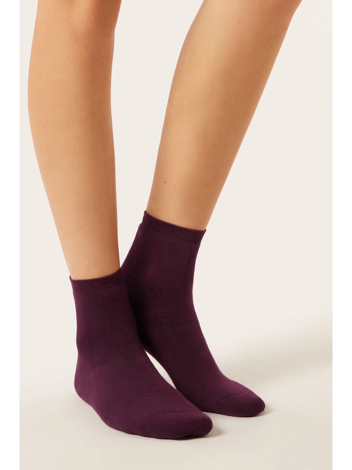 Meia Curta Em Algodão Térmico Bordô Calzedonia