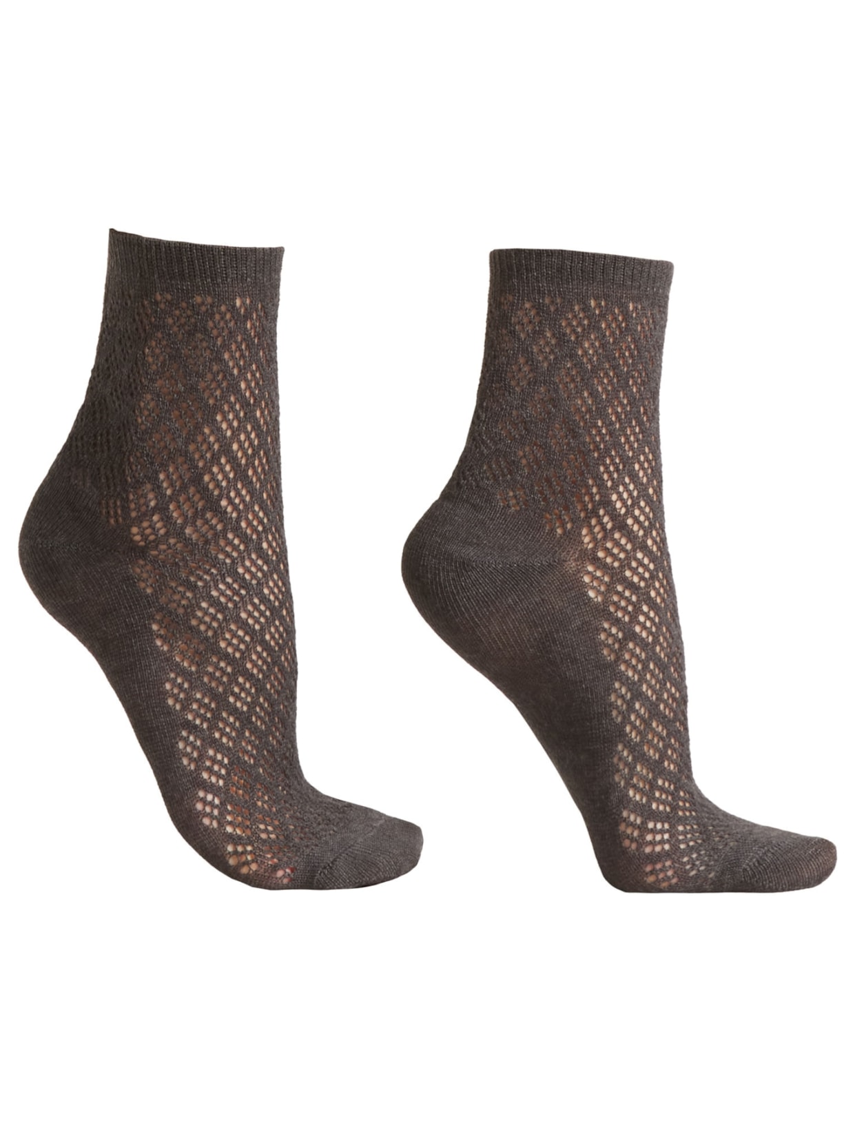 Meia Curta Em Algodão Vazado - Cinza