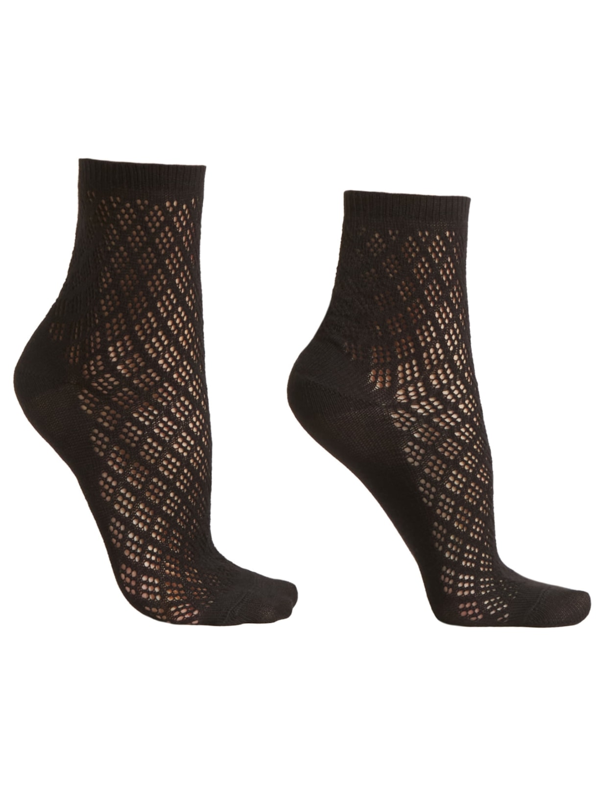 Meia Curta Em Algodão Vazado - Preto