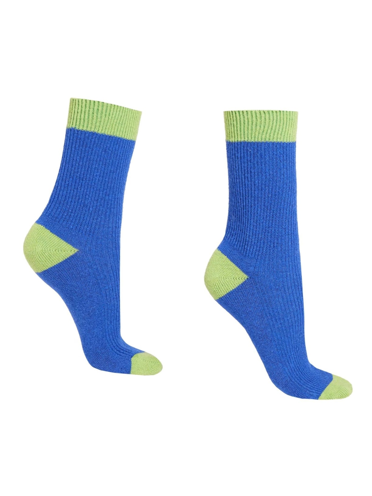 Meia Curta Em Cashmere Canelada - Azul