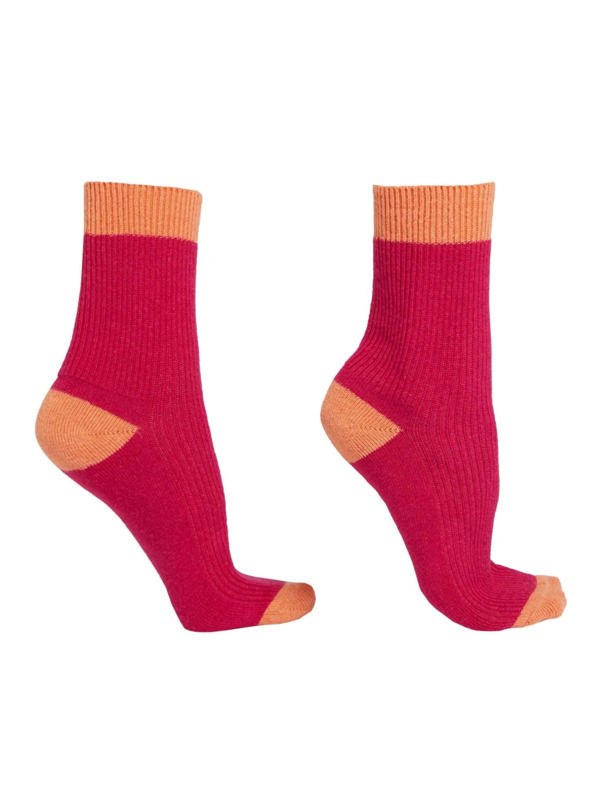 Meia Curta Em Cashmere Canelada - Rosa