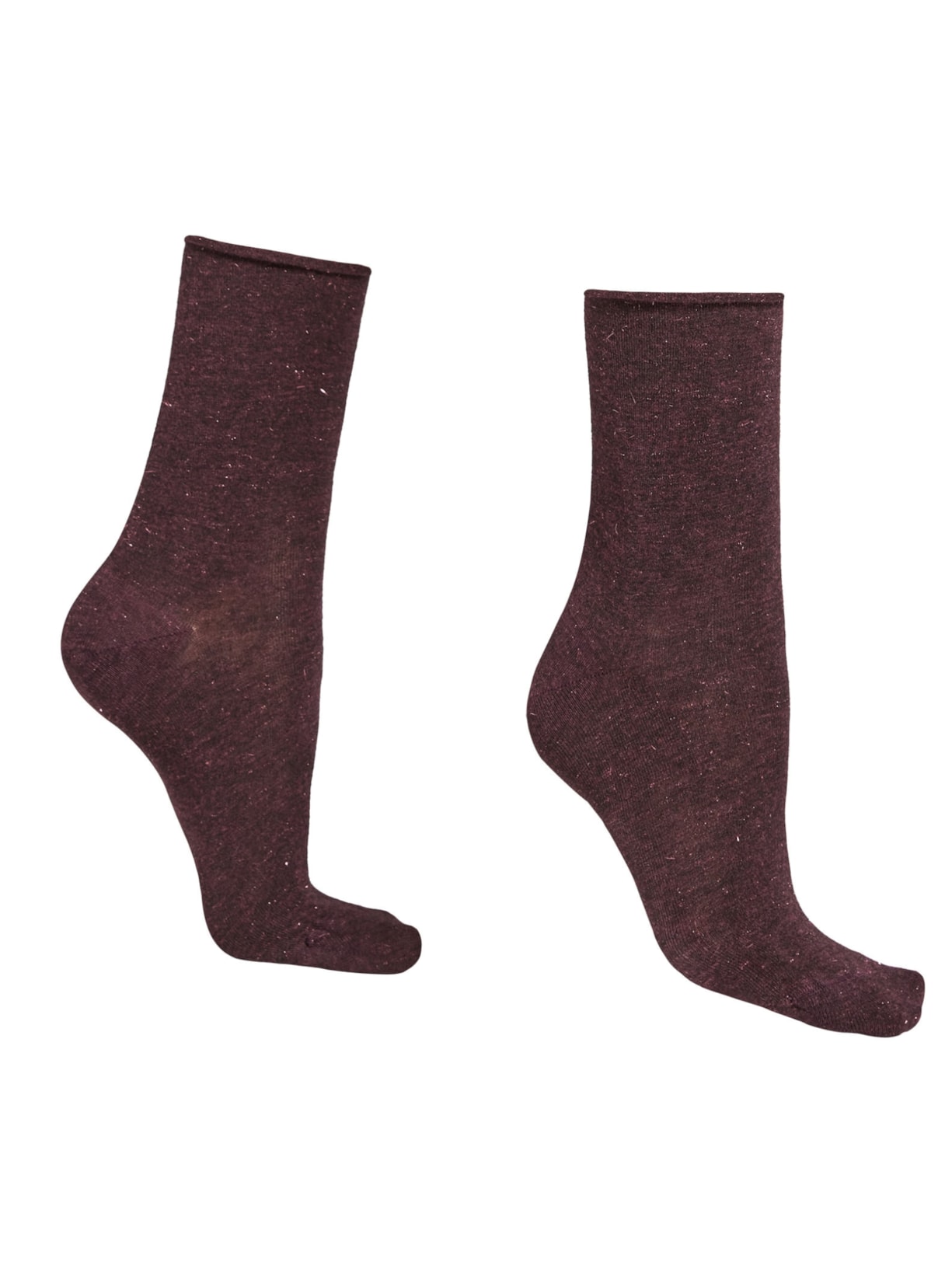 Meia Curta Em Cashmere Com Glitter - Roxo