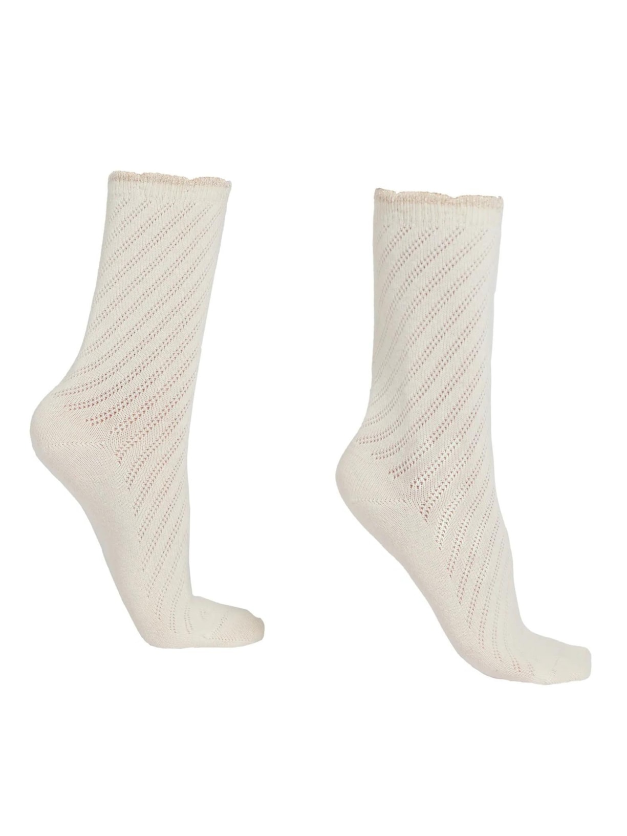 Meia Curta Em Cashmere e Borda Brilhante - Branco