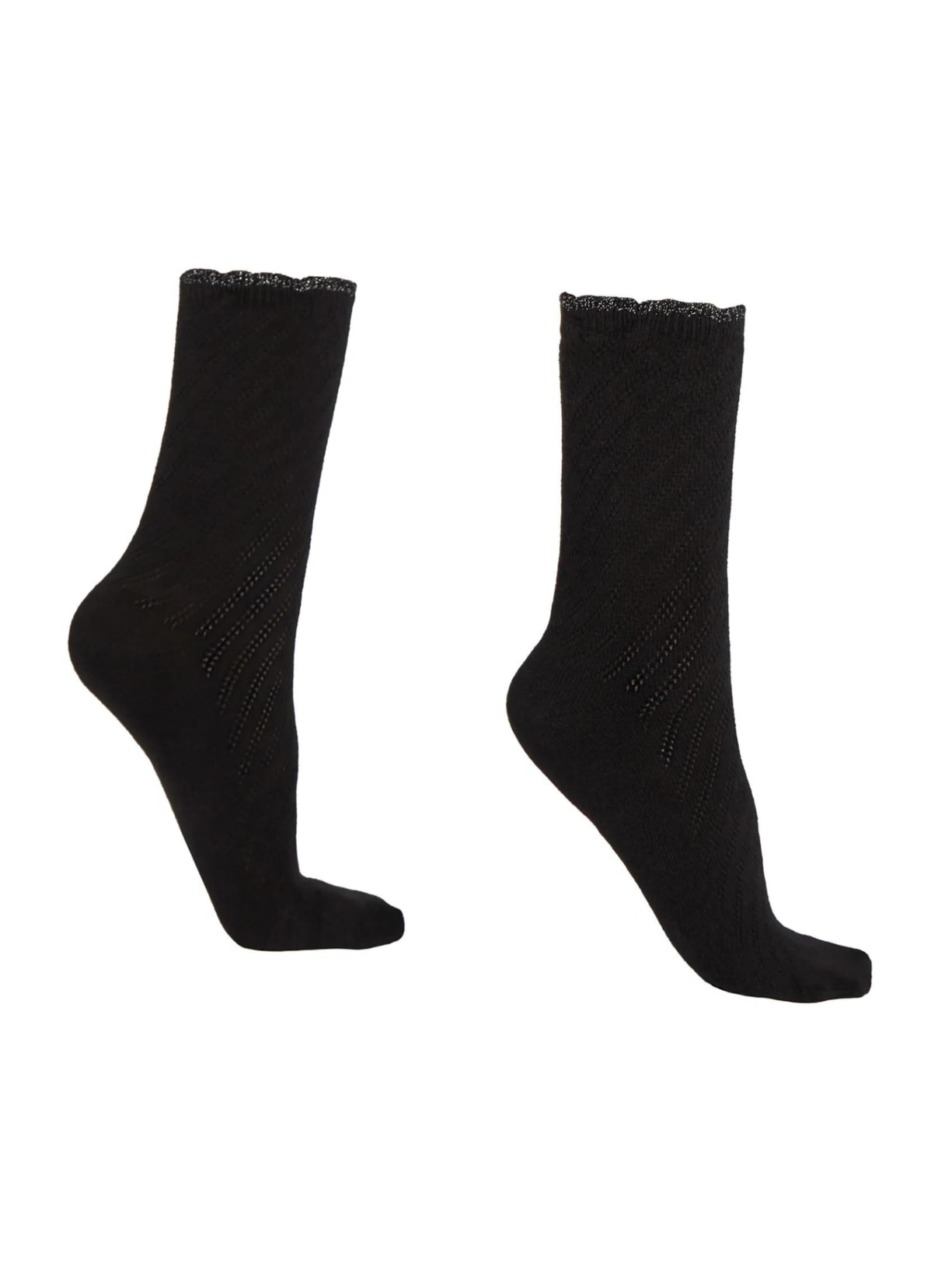 Meia Curta Em Cashmere e Borda Brilhante - Preto