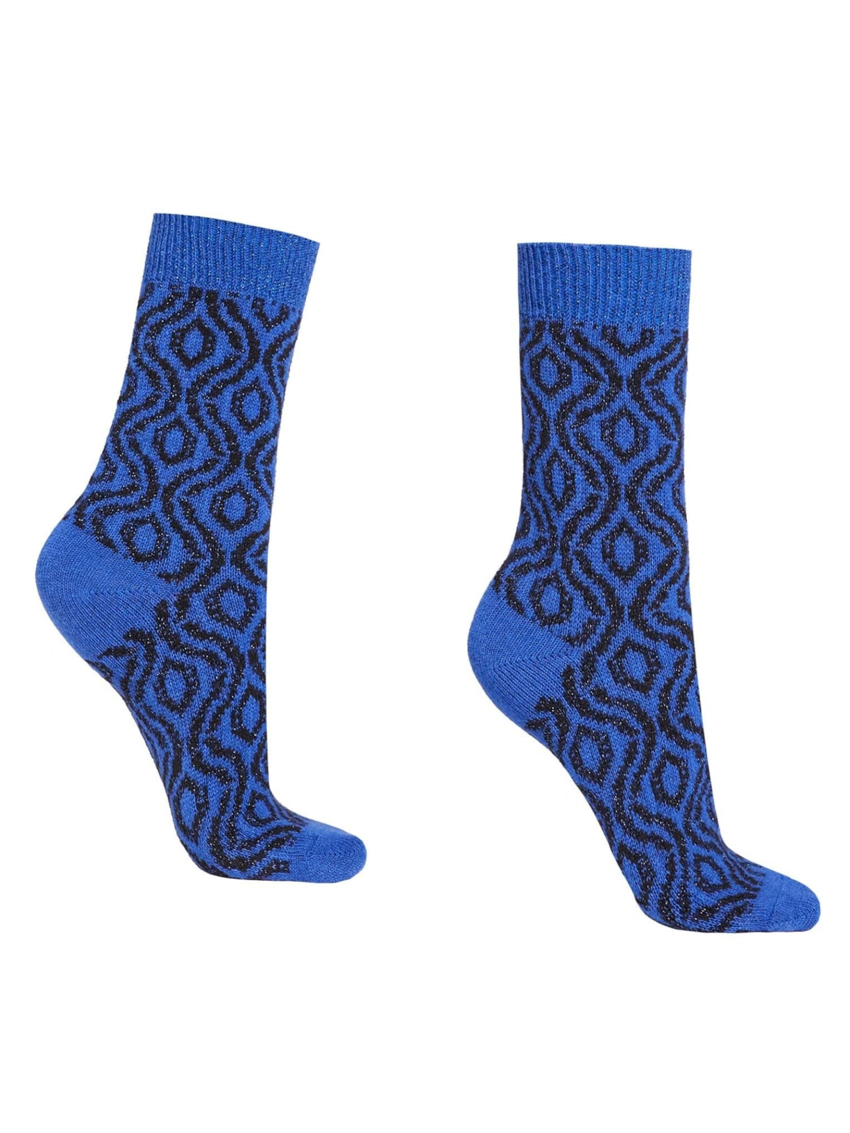 Meia Curta Em Cashmere e Glitter - Azul