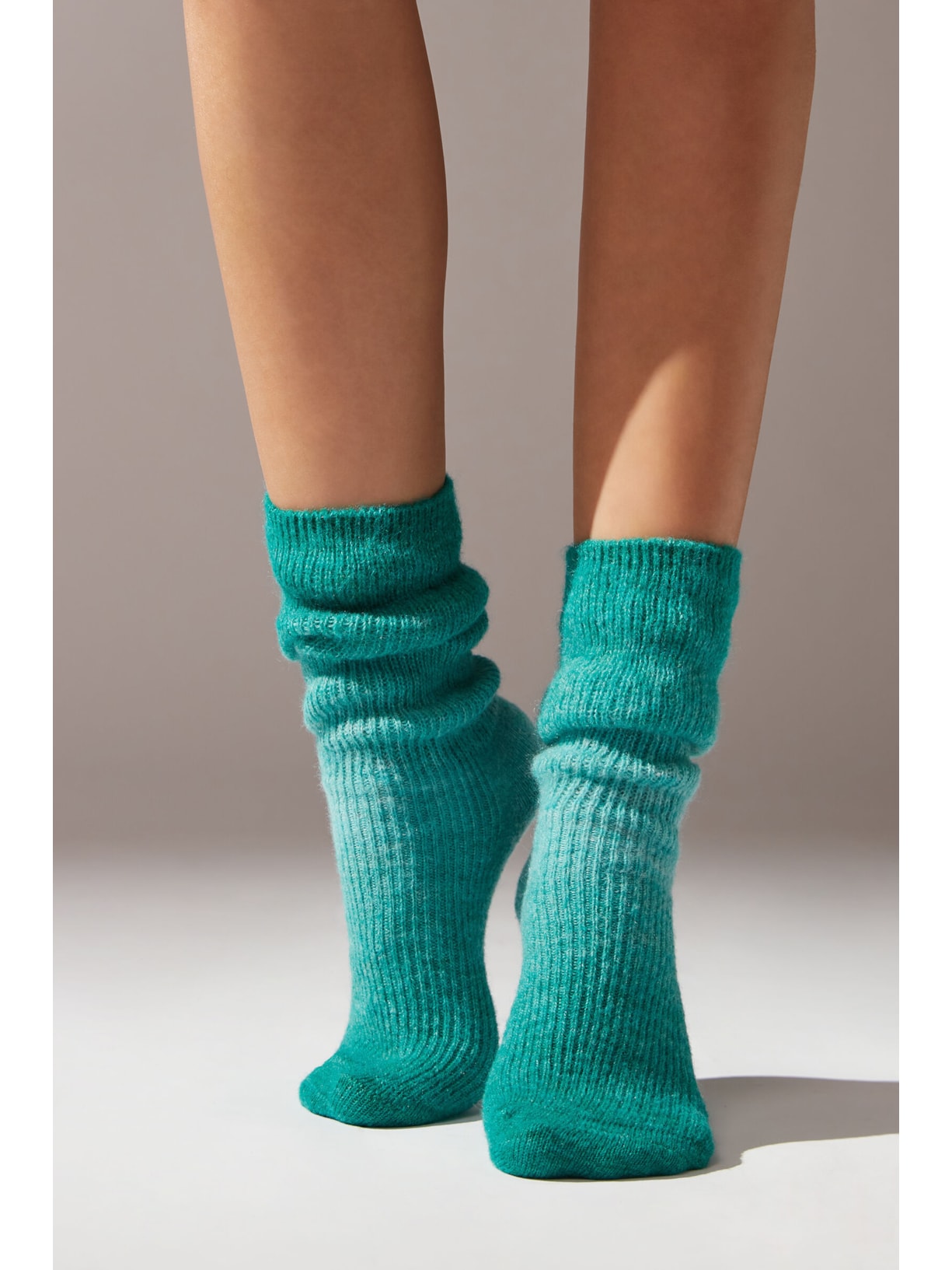 Meia Curta Em Lã Soft Azul Calzedonia