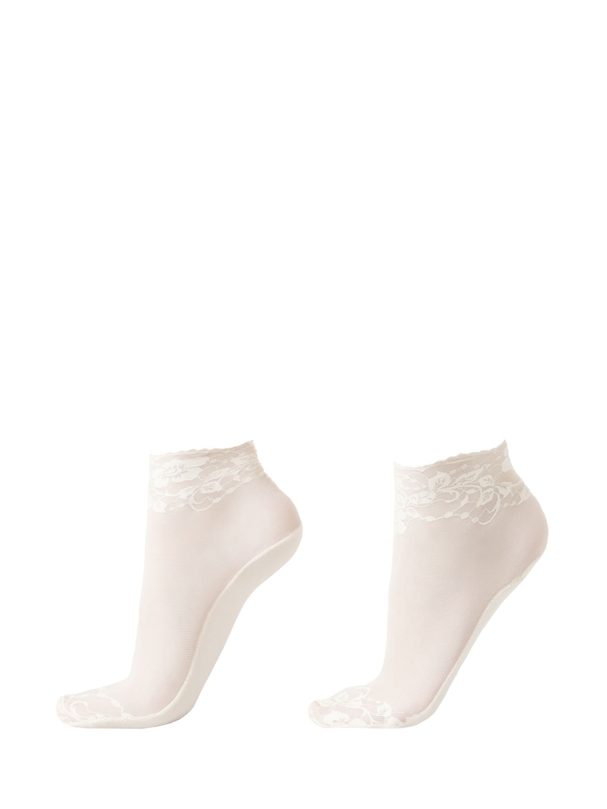 Meia Curta Em Renda - Off-White