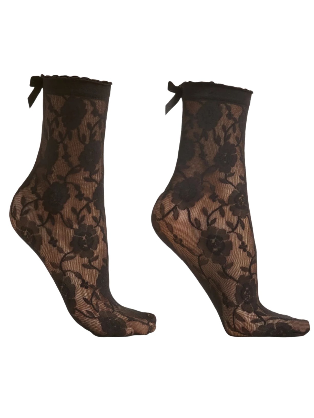 Meia Curta Em Renda - Preto