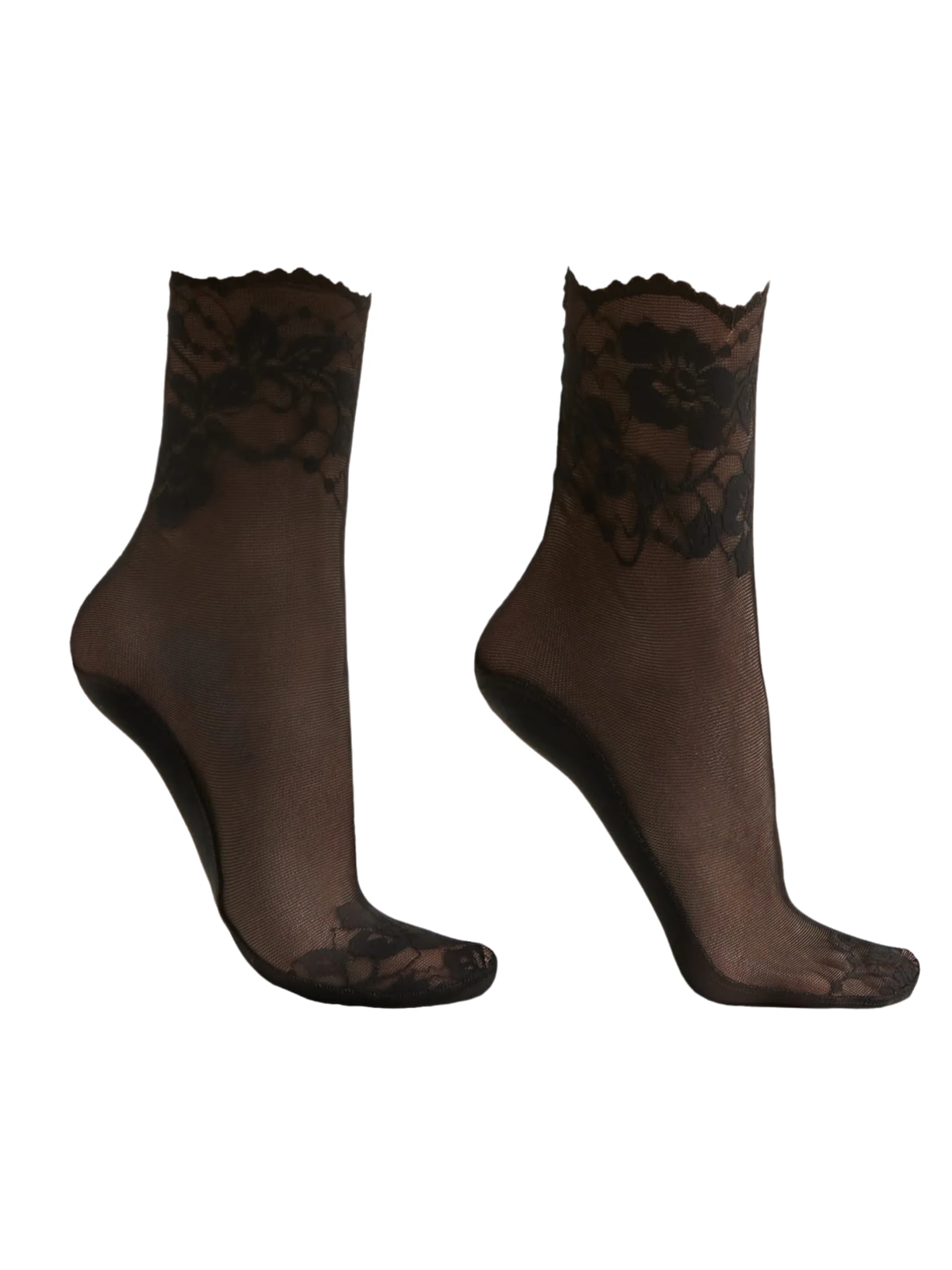 Meia Curta Em Renda Preto Calzedonia