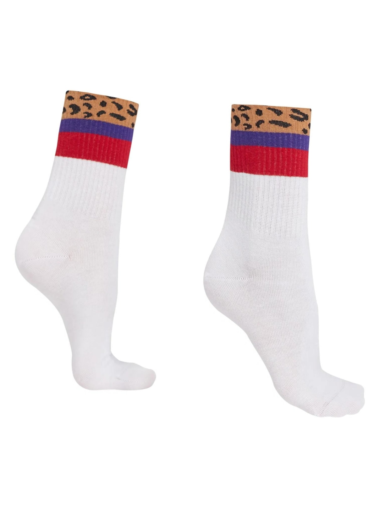 Meia Curta Esportiva Animalier - Branco