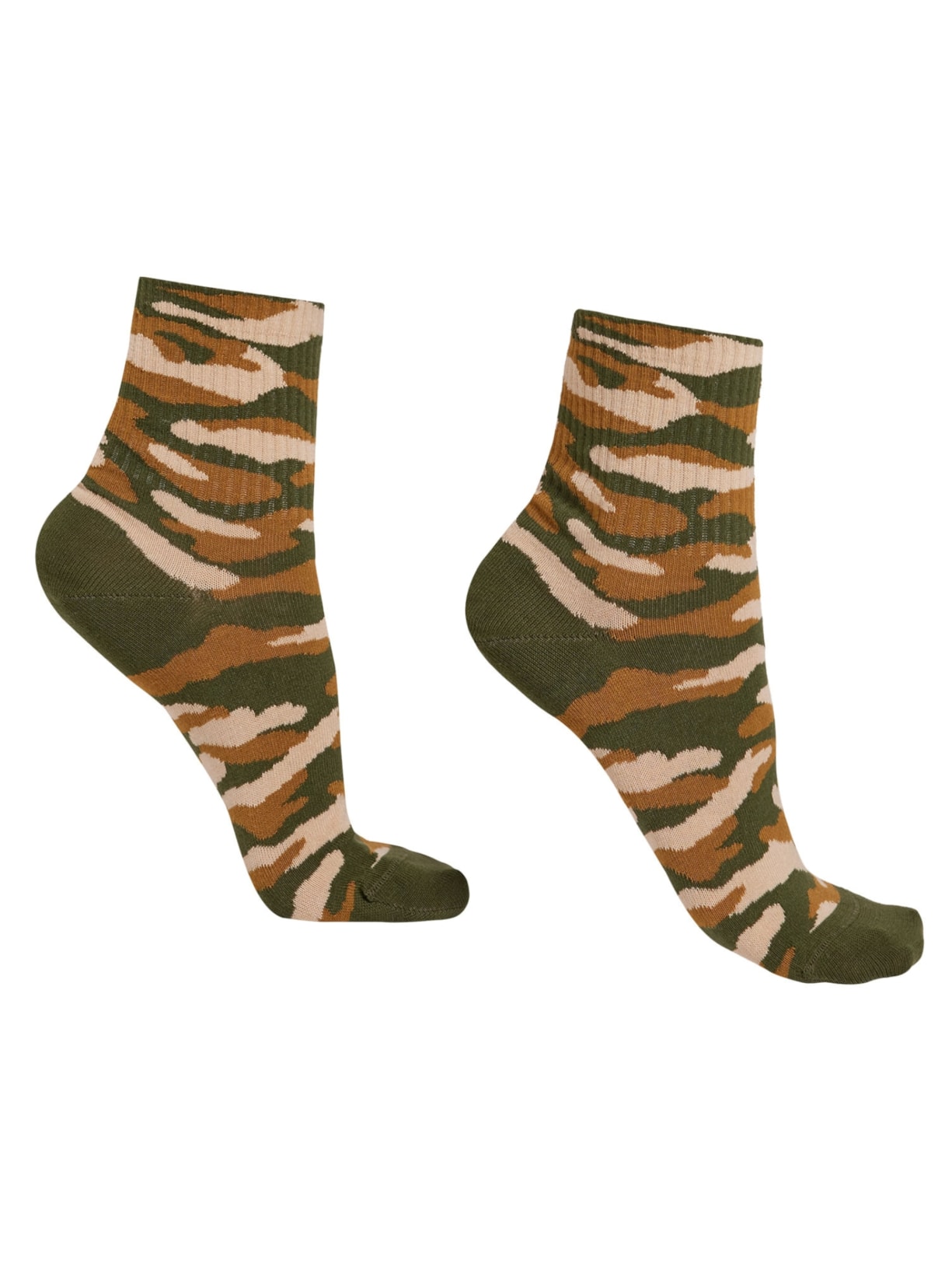 Meia Curta Esportiva Com Padrão Camuflado - Verde