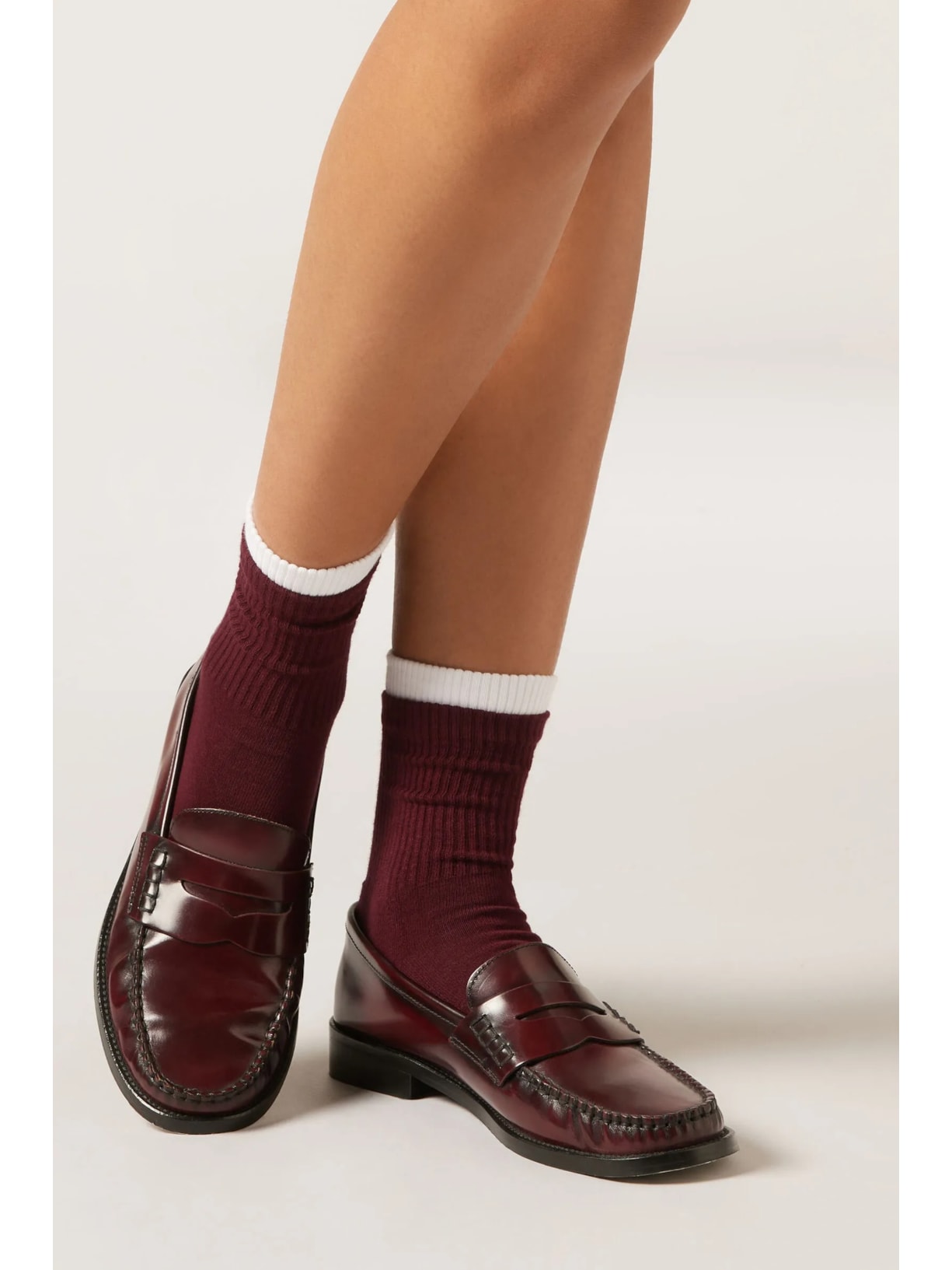 Meia Curta Esportiva Em Algodão Bordô Calzedonia