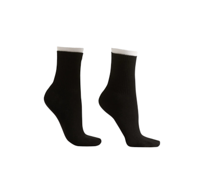 Meia Curta Esportiva Em Algodão - Preto