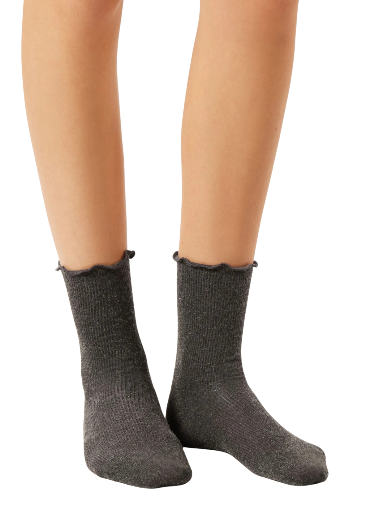 Meia Curta Estilo Romântico Com Cashmere - Cinza