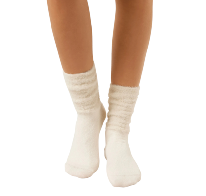 Meia Curta Fluffy Com Cashmere - Off-White