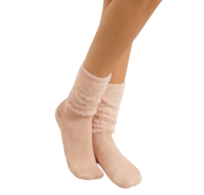 Meia Curta Fluffy Com Cashmere - Rosa