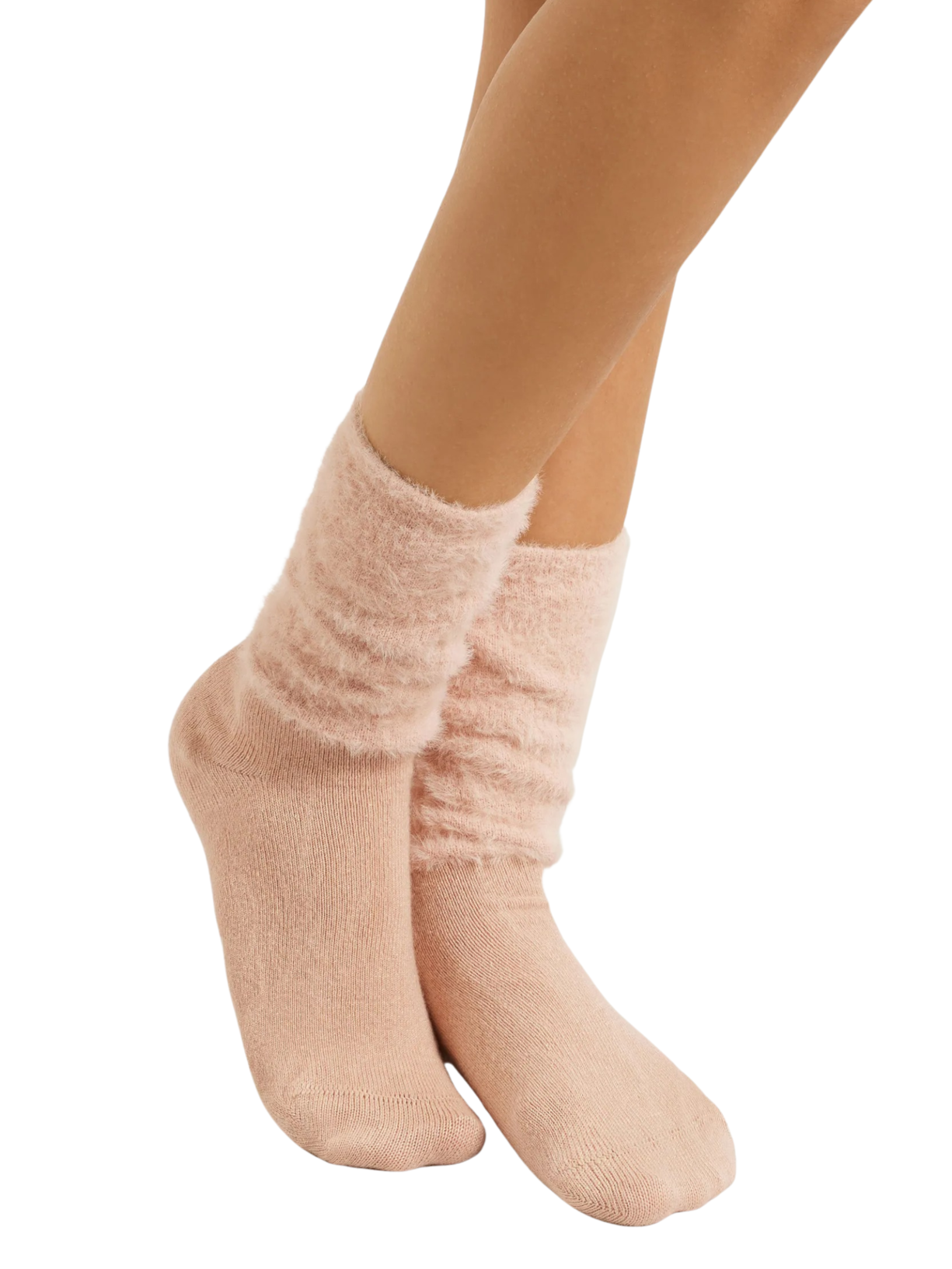 Meia Curta Fluffy Com Cashmere - Rosa
