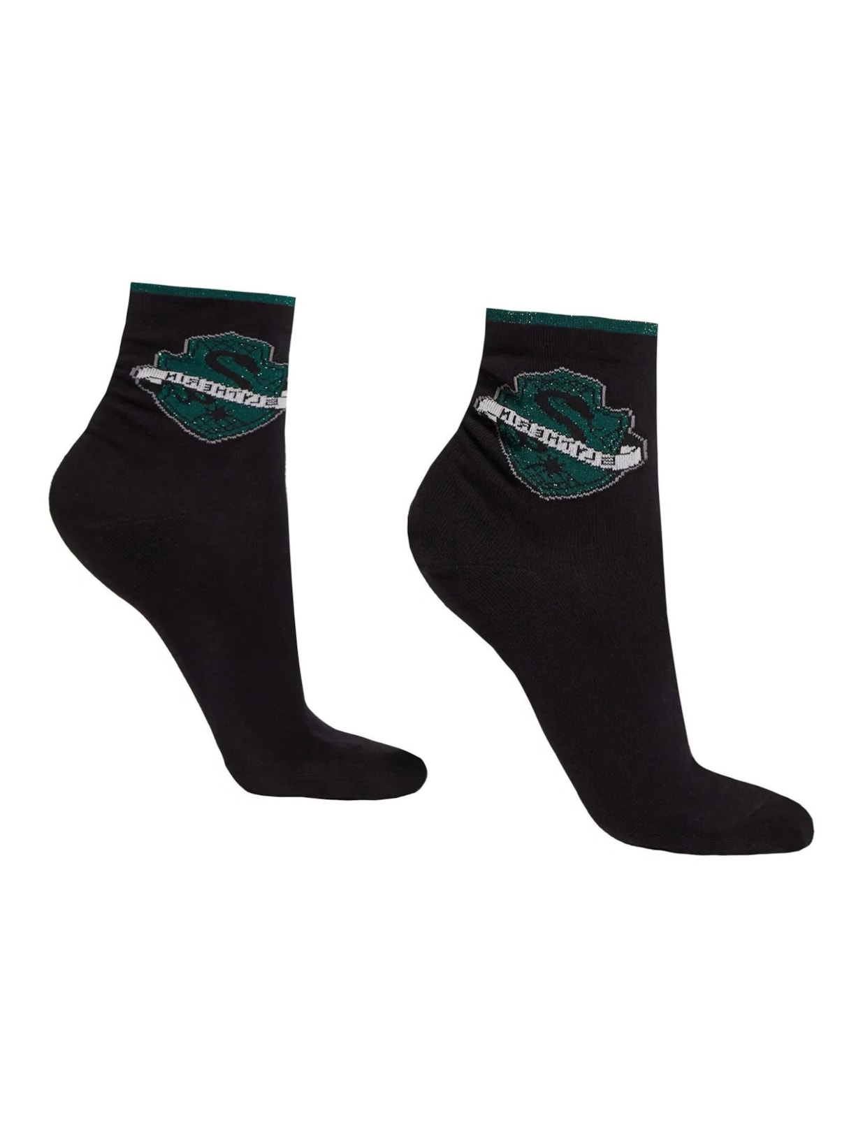 Meia Curta Harry Potter Com Glitter - Preto