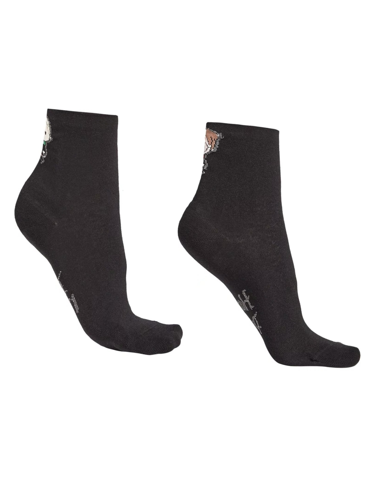 Meia Curta Harry Potter Com Glitter - Preto