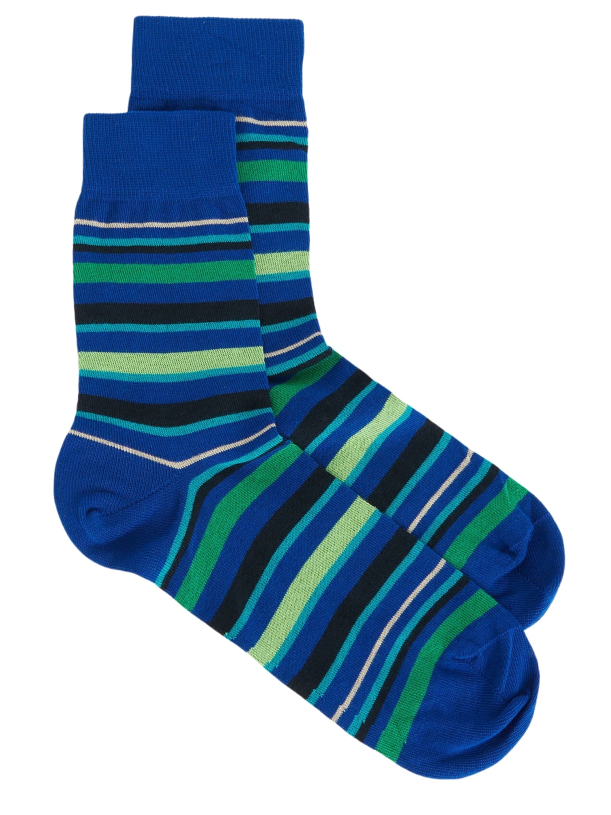 Meia Curta Listrada Masculina - Azul