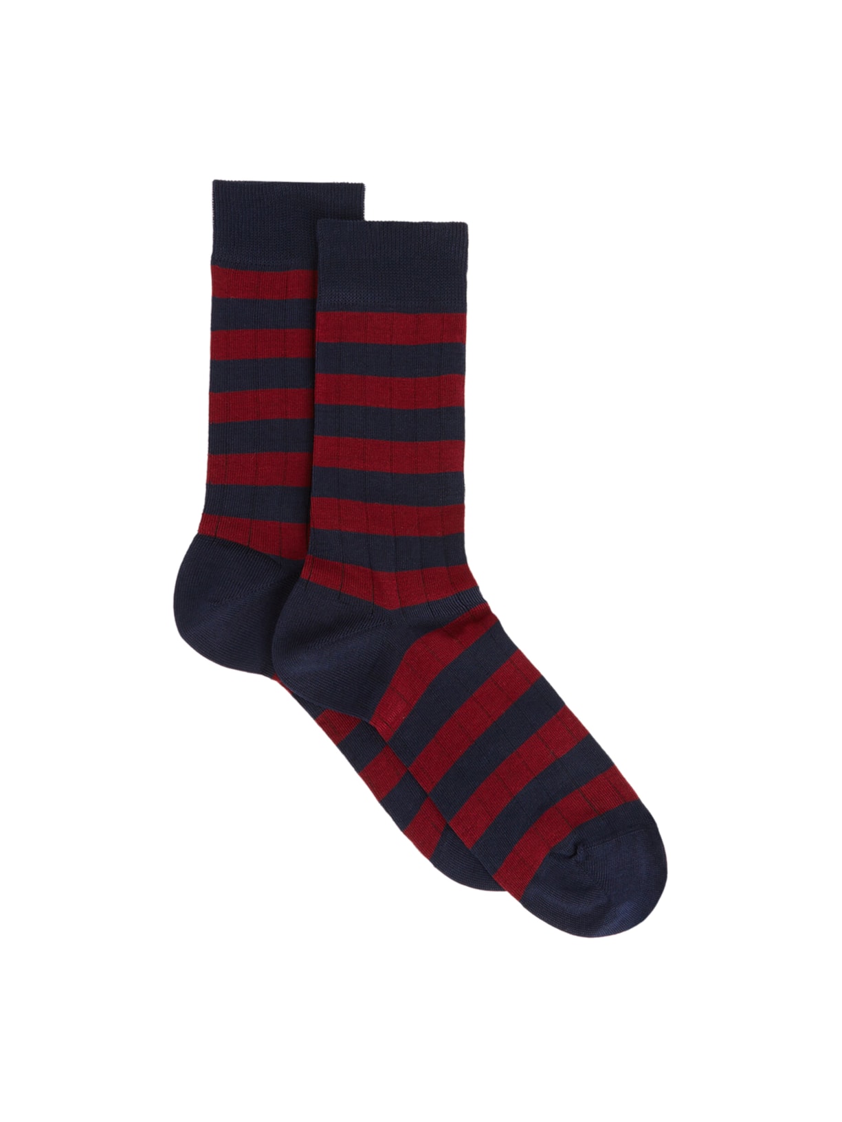Meia Curta Listrada Masculina - Vermelho