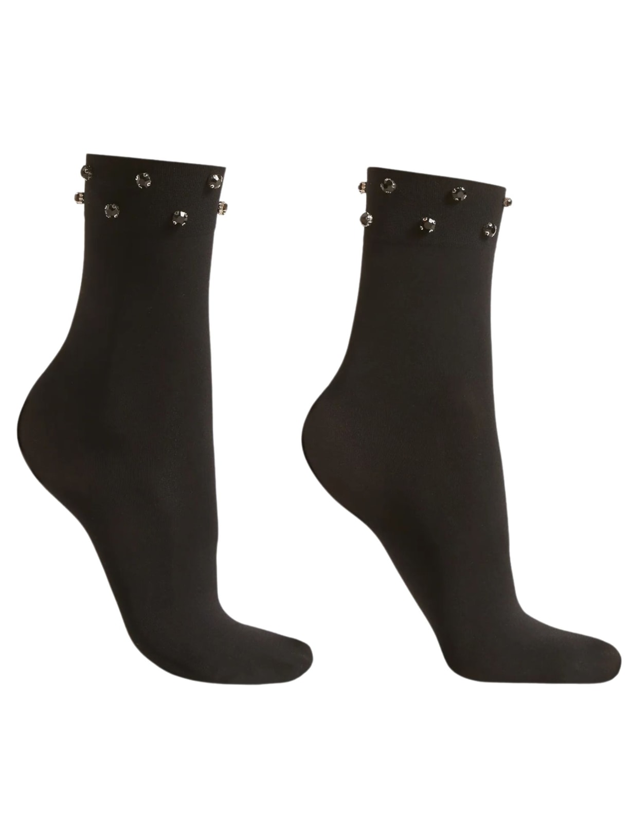 Meia Curta Opaca Com Pedras - Preto