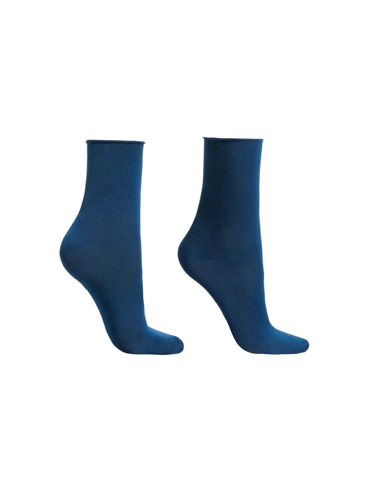 Meia Curta Sem Barra Em Lã e Algodão Azul Calzedonia