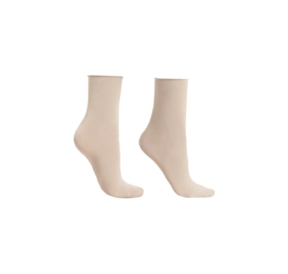 Meia Curta Sem Barra Em Lã e Algodão - Bege