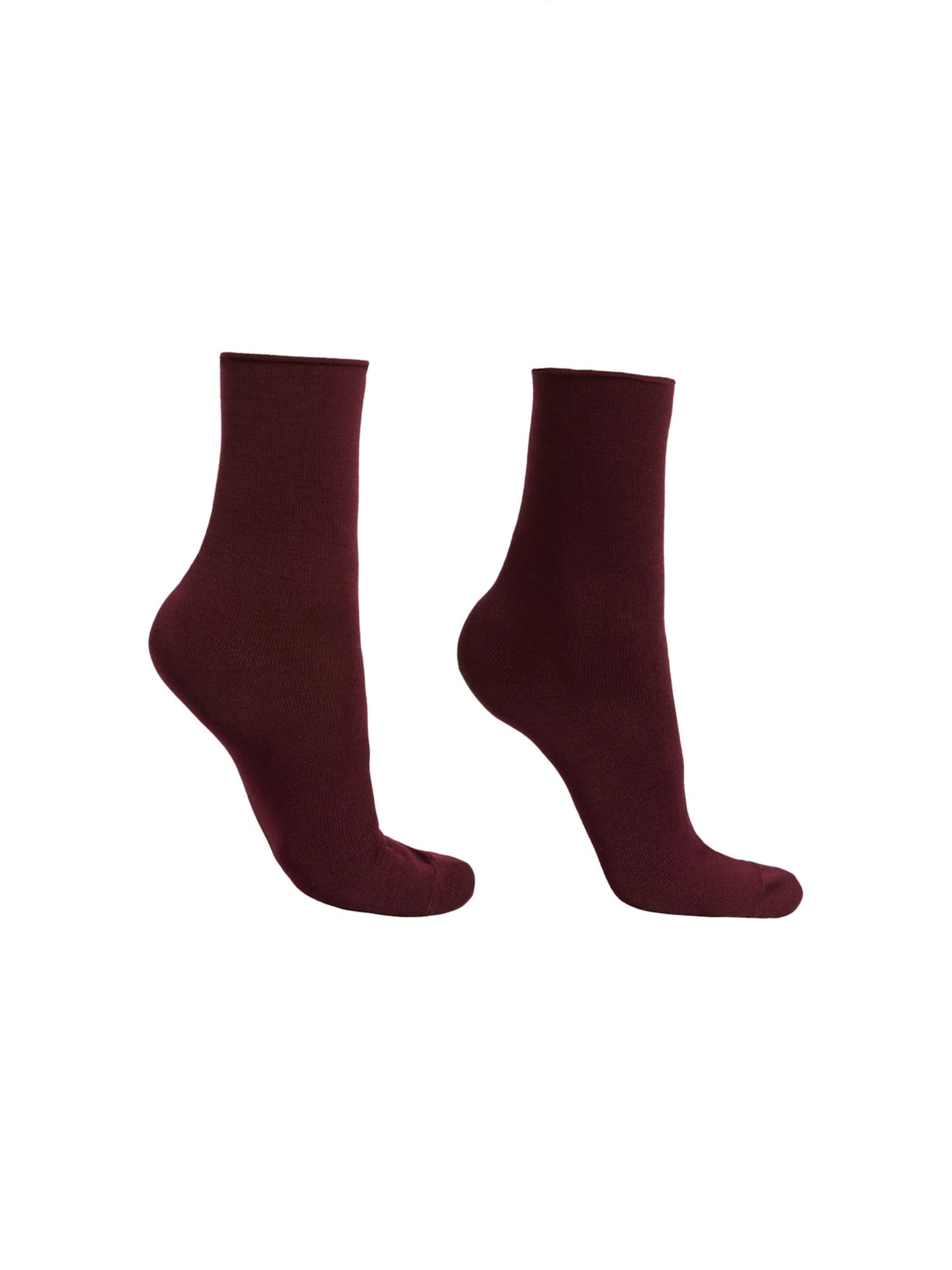 Meia Curta Sem Barra Em Lã e Algodão Bordô Calzedonia