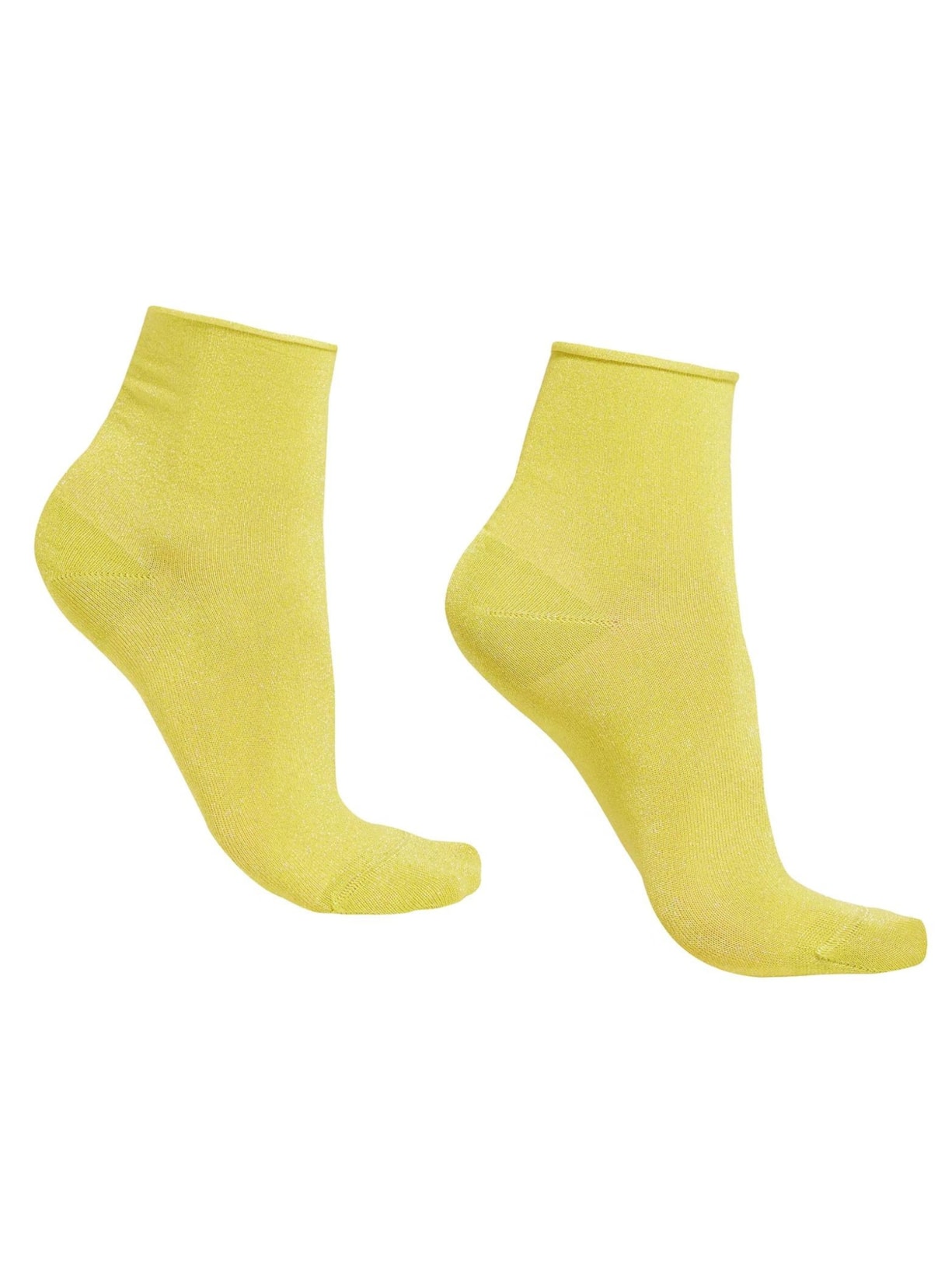 Meia Curta Soft Com Glitter - Amarelo