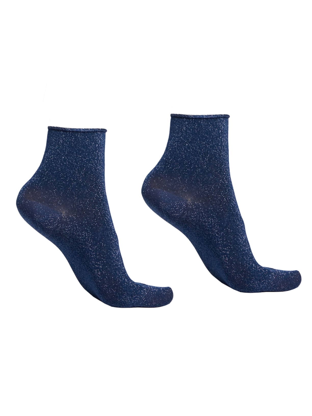 Meia Curta Soft Com Glitter - Azul