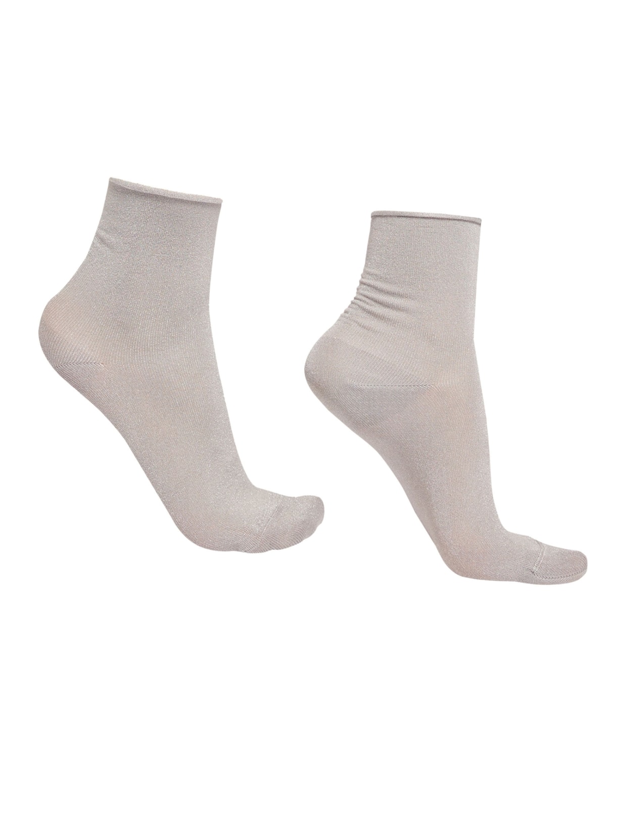 Meia Curta Soft Com Glitter - Cinza