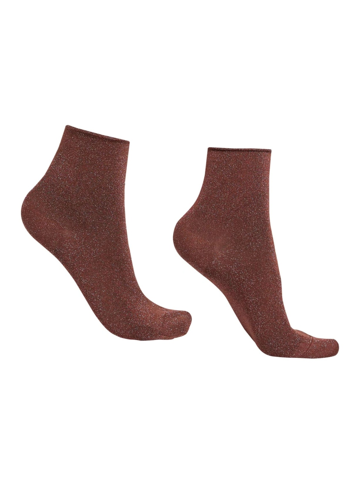 Meia Curta Soft Com Glitter - Marrom