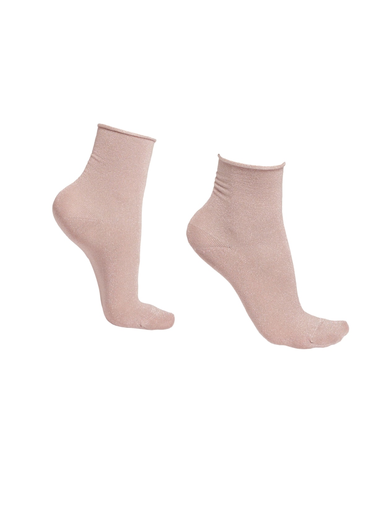 Meia Curta Soft Com Glitter - Rosa