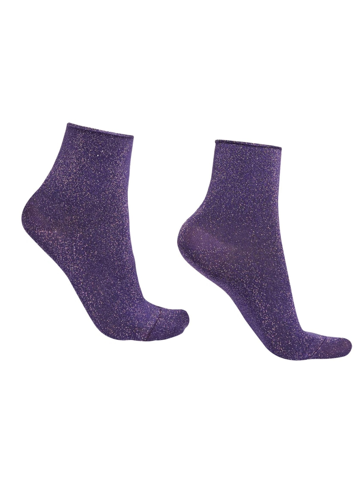 Meia Curta Soft Com Glitter - Roxo