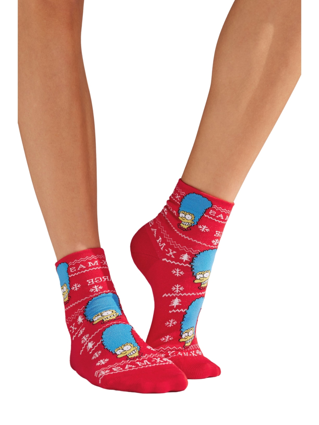 Meia Curta The Simpsons Natal Family - Vermelho