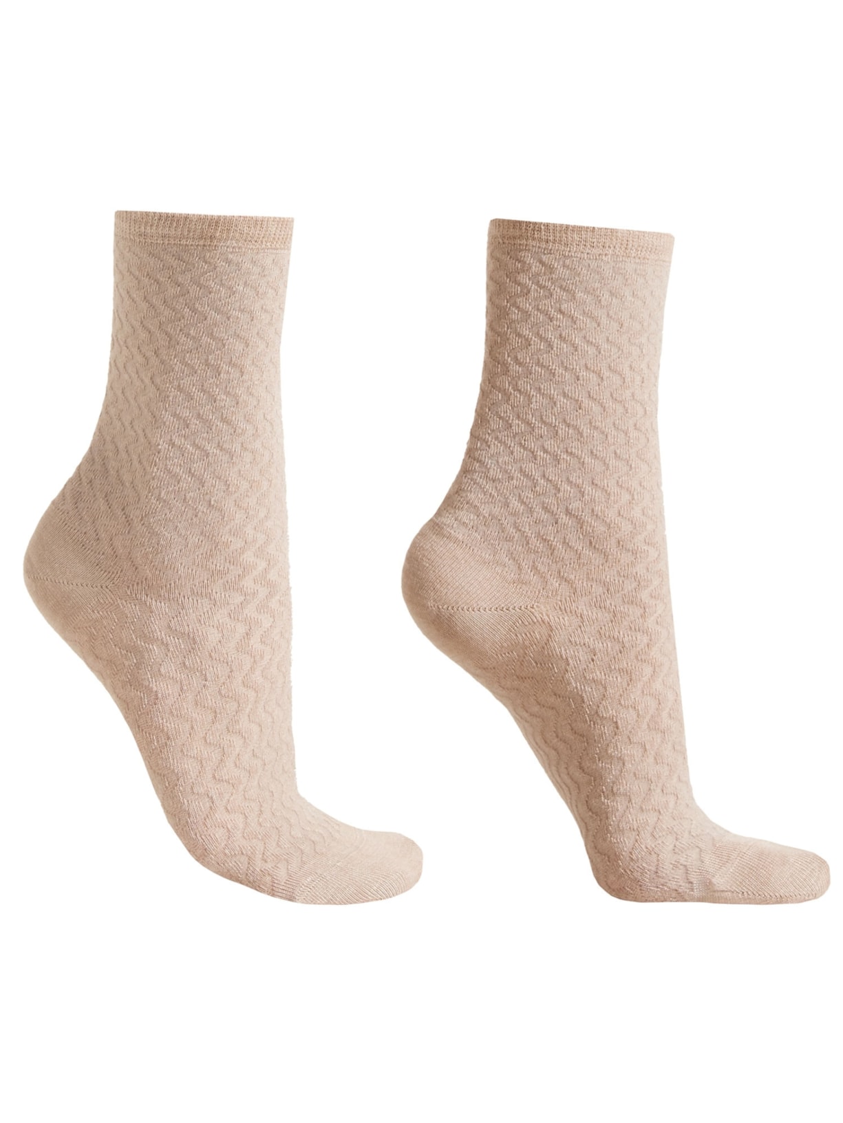 Meia Curta Trabalhada Com Cashmere - Bege