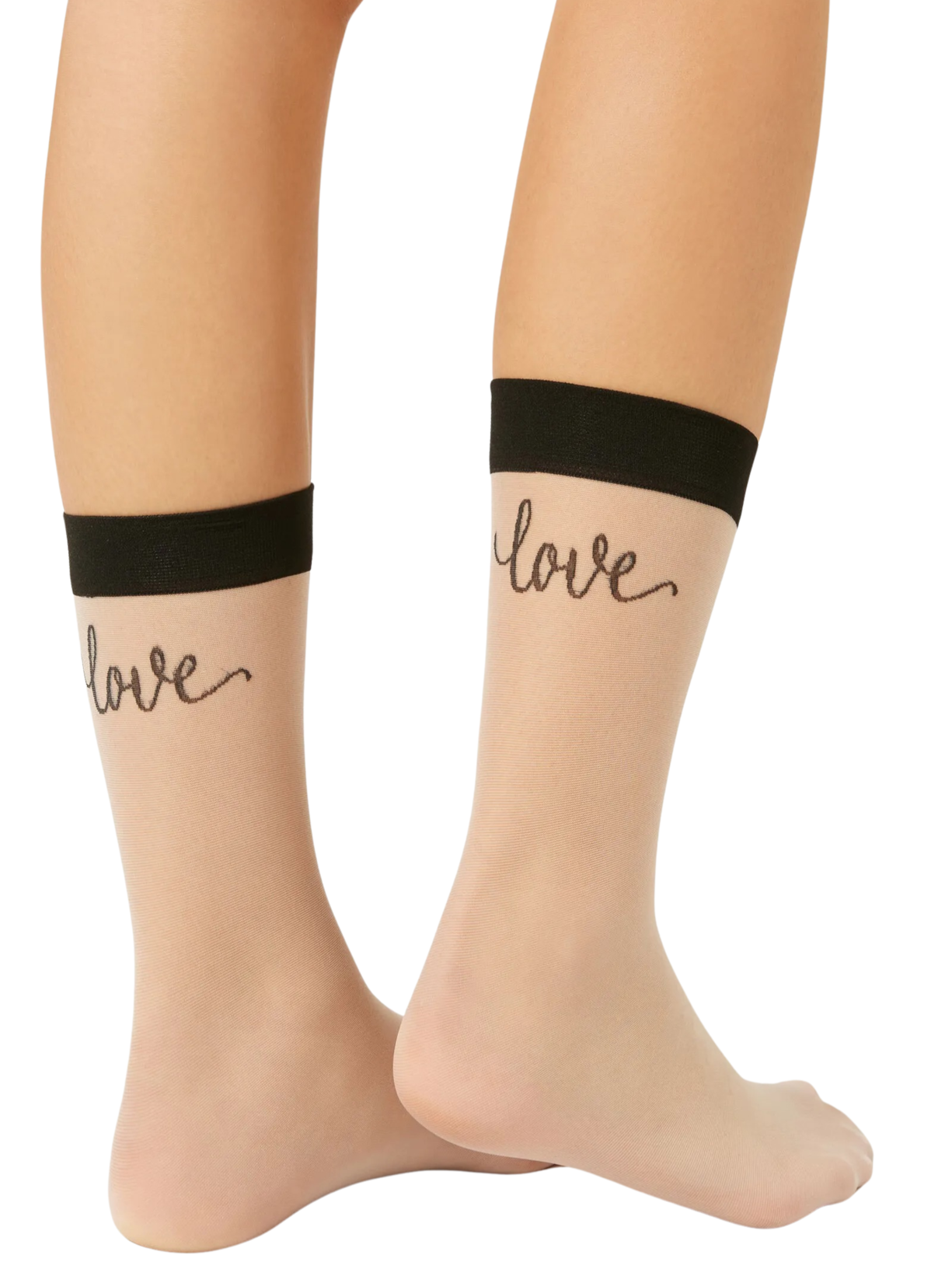 Meia Curta Transparente Com Estampa Love Preto Calzedonia
