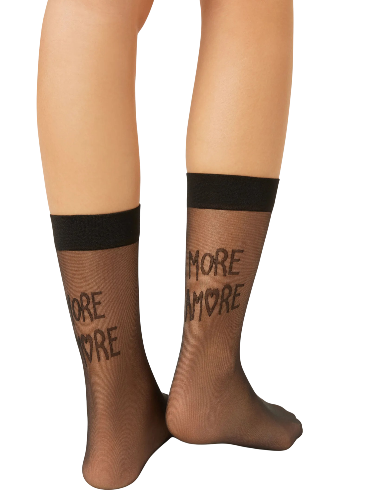 Meia Curta Transparente Com Estampa More Amore Preto Calzedonia