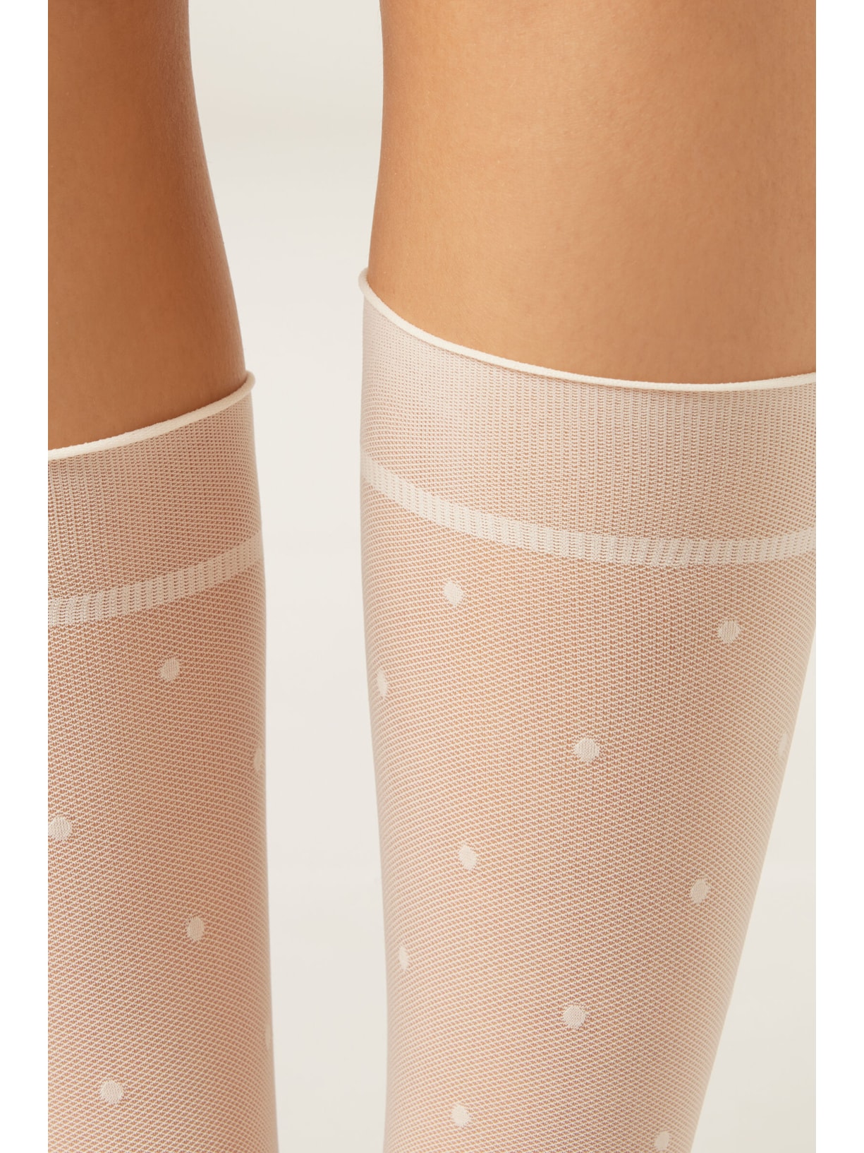 Meia Curta Transparente Com Poás Branco Calzedonia