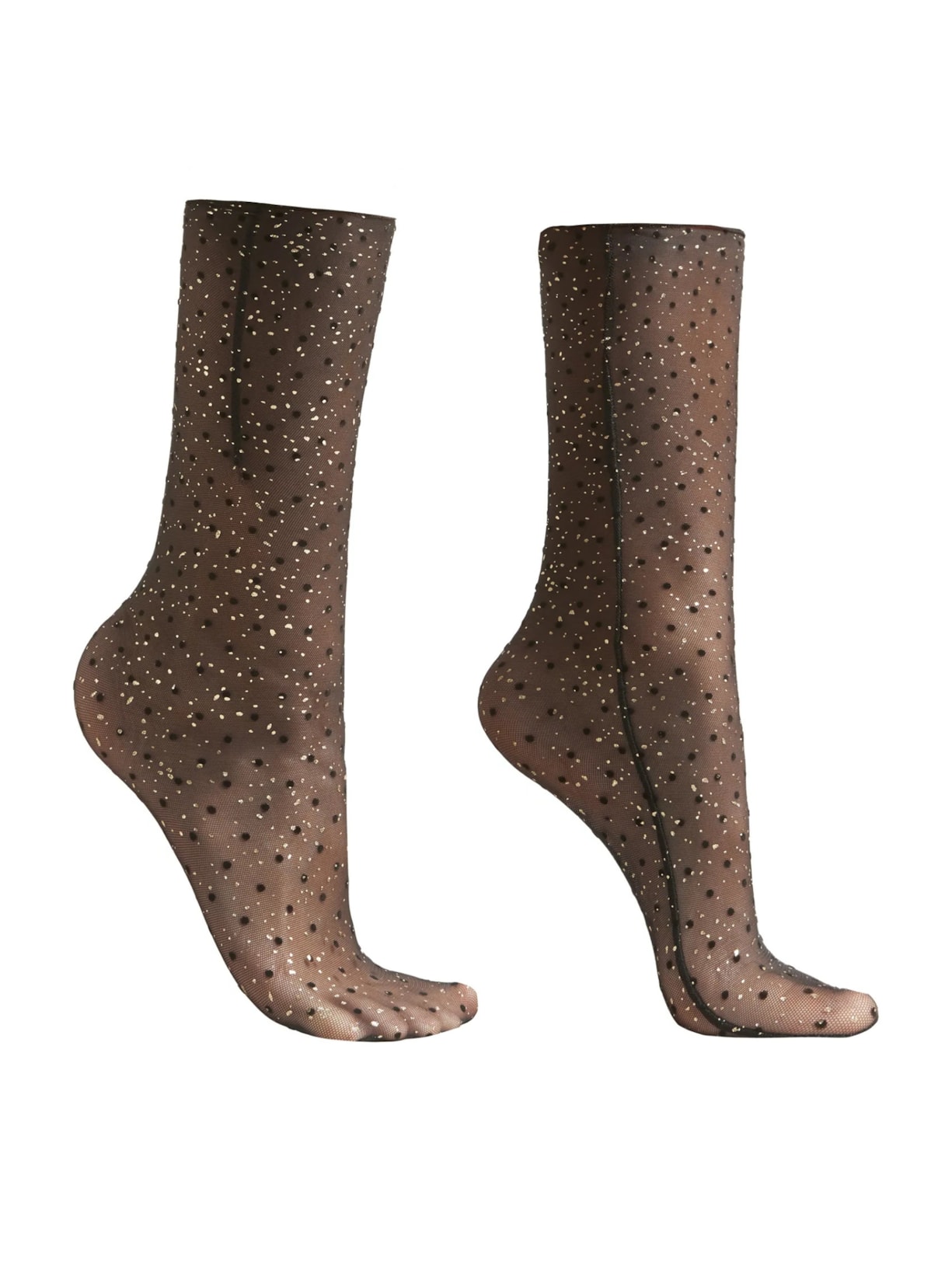 Meia Curta Transparente Com Poás - Preto